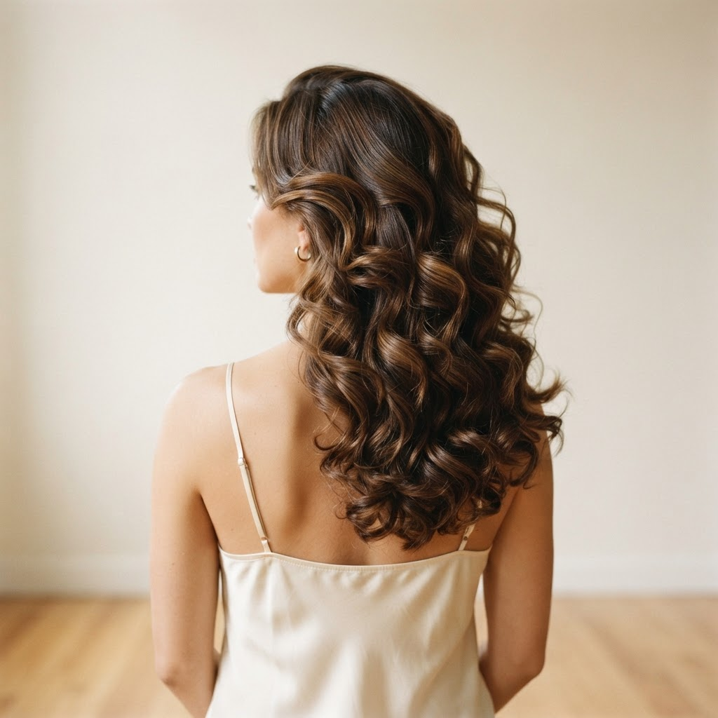 Voluminous bouncy blowout curls